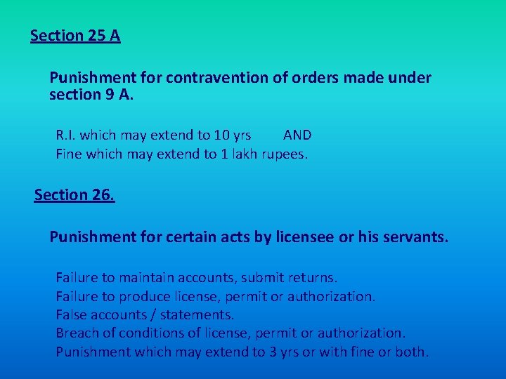 Section 25 A Punishment for contravention of orders made under section 9 A. R.