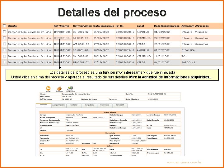 Detalles del proceso Los detalles del proceso es una función muy interesante y que