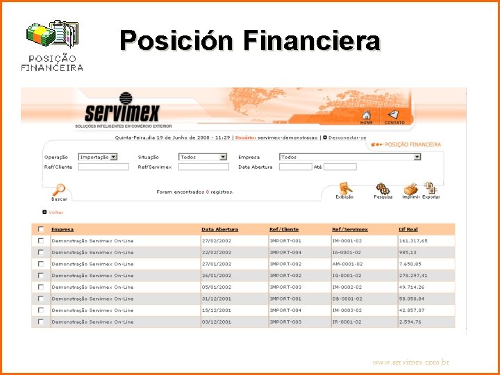 Posición Financiera www. servimex. com. br 