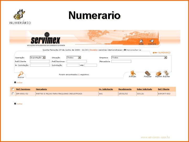 Numerario www. servimex. com. br 