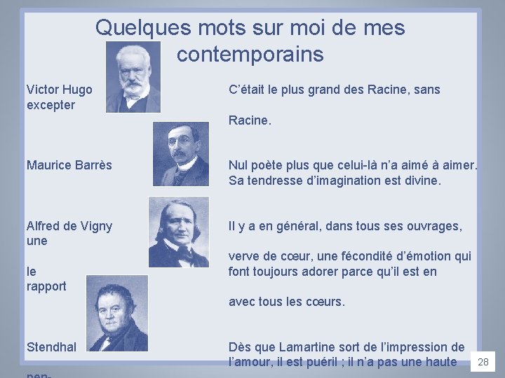Quelques mots sur moi de mes contemporains Victor Hugo excepter C’était le plus grand
