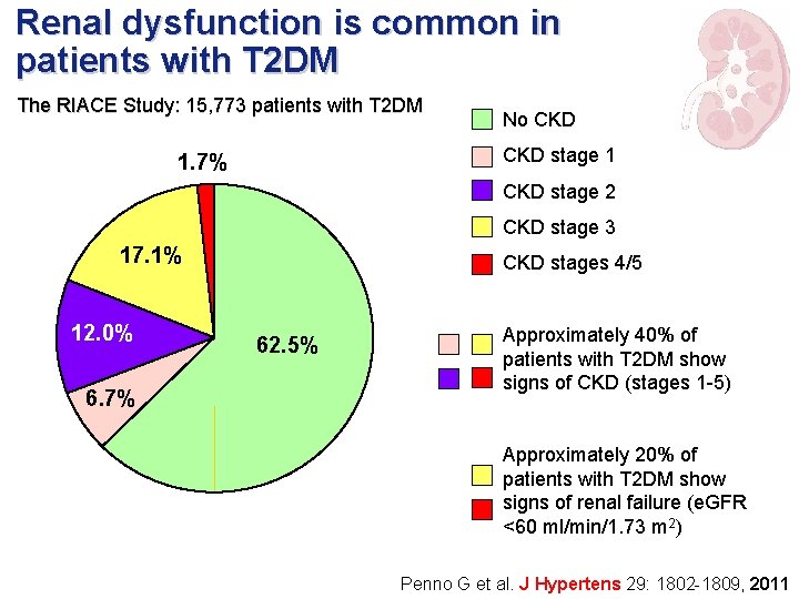 Renal dysfunction is common in patients with T 2 DM The RIACE Study: 15,