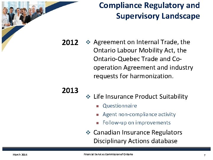 Compliance Regulatory and Supervisory Landscape 2012 2013 v Agreement on Internal Trade, the Ontario