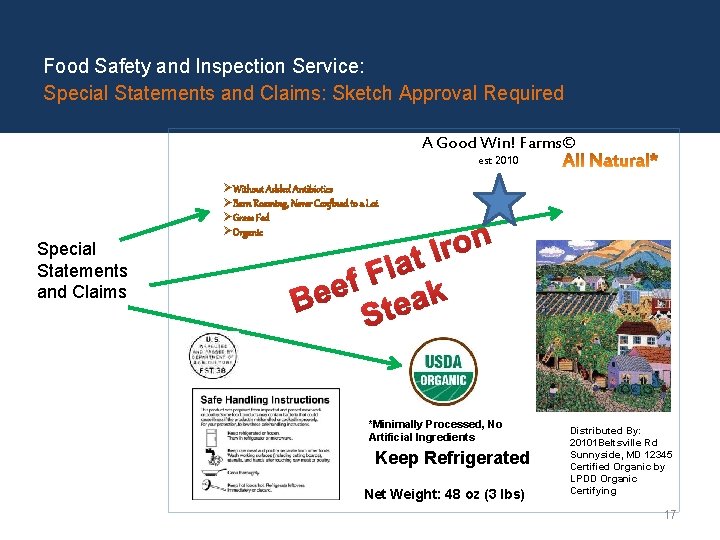 Food Safety and Inspection Service: Special Statements and Claims: Sketch Approval Required A Good