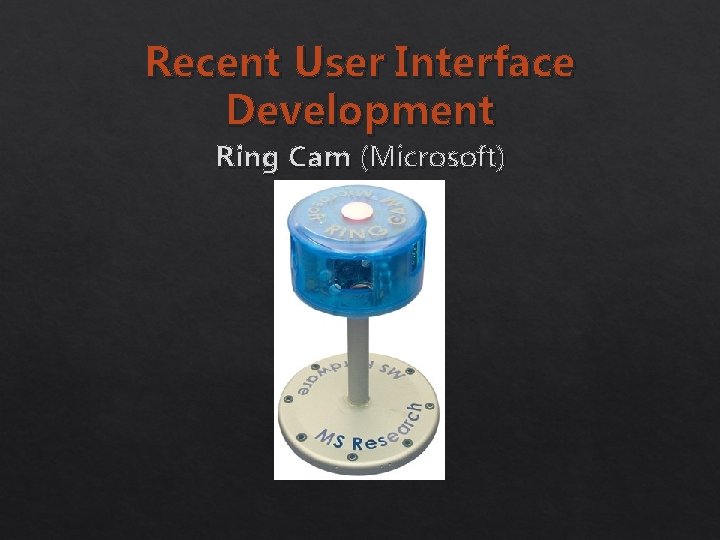 Recent User Interface Development Ring Cam (Microsoft) 