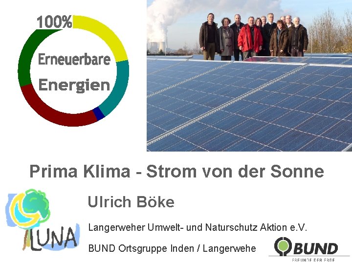 Prima Klima - Strom von der Sonne Ulrich Böke Langerweher Umwelt- und Naturschutz Aktion