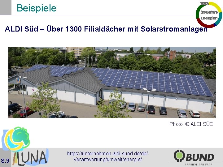 Beispiele ALDI Süd – Über 1300 Filialdächer mit Solarstromanlagen Photo: © ALDI SÜD S.