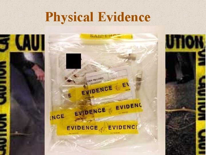 Physical Evidence Any and all objects that can establish that a crime has been