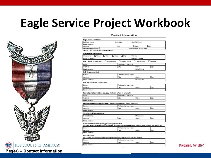 Eagle Service Project Workbook Page 6 – Contact Information 