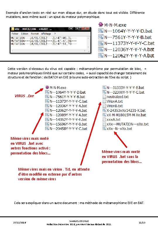 Exemple d’ancien tests en réel sur mon disque dur, en étude donc tout est