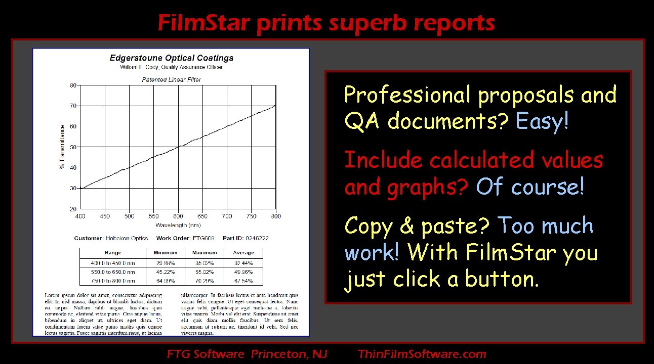 Film. Star prints superb reports Professional proposals and QA documents? Easy! Include calculated values