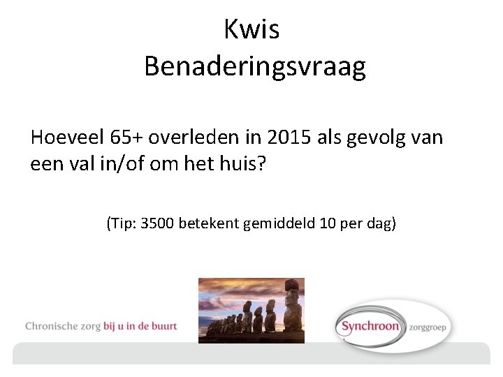 Kwis Benaderingsvraag Hoeveel 65+ overleden in 2015 als gevolg van een val in/of om