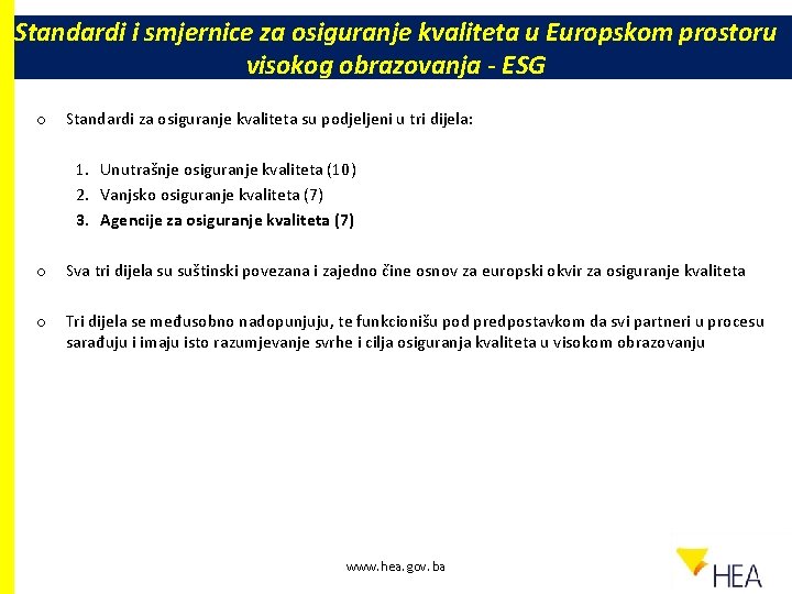 Standardi i smjernice za osiguranje kvaliteta u Europskom prostoru visokog obrazovanja - ESG o