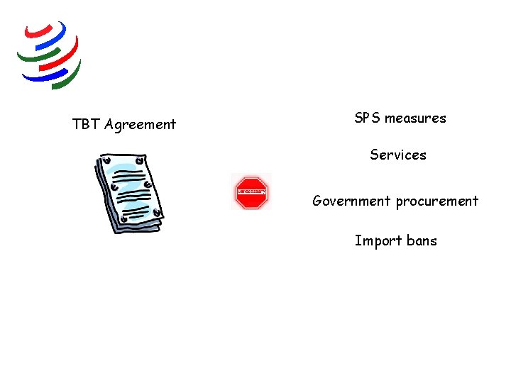 TBT Agreement SPS measures Services Government procurement Import bans 