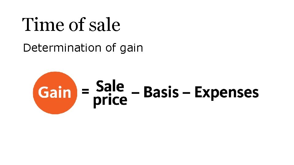 Time of sale Determination of gain 