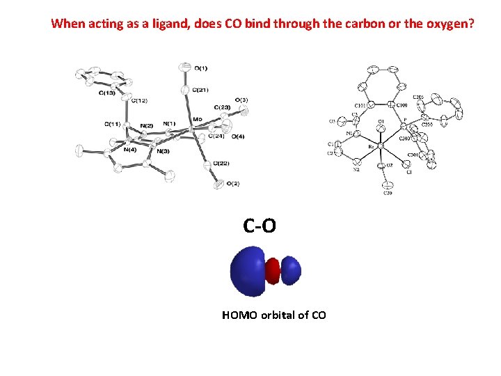 When acting as a ligand, does CO bind through the carbon or the oxygen?