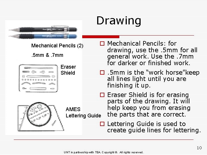 Drawing Mechanical Pencils (2). 5 mm &. 7 mm Eraser Shield o Mechanical Pencils: