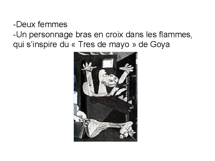 -Deux femmes -Un personnage bras en croix dans les flammes, qui s’inspire du «