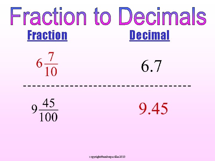 Fraction Decimal copyright©amberpasillas 2010 