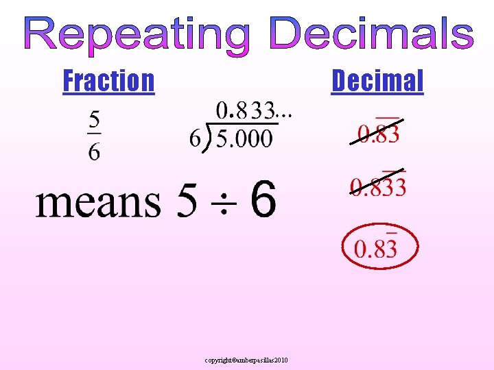 Fraction Decimal copyright©amberpasillas 2010 