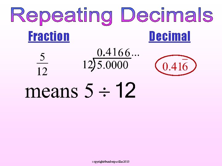 Fraction Decimal copyright©amberpasillas 2010 