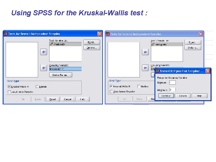 Using SPSS for the Kruskal-Wallis test : 