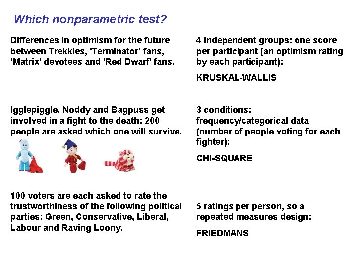 Which nonparametric test? Differences in optimism for the future between Trekkies, 'Terminator' fans, 'Matrix'