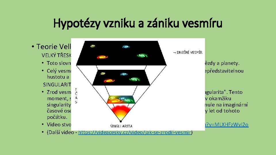 Hypotézy vzniku a zániku vesmíru • Teorie Velkého třesku – co víte? VELKÝ TŘESK