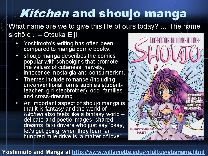 Kitchen and shoujo manga ‘What name are we to give this life of ours