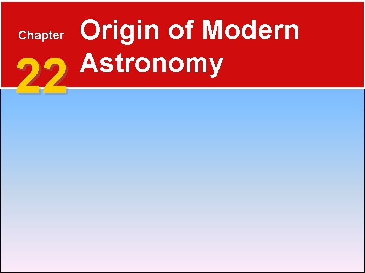 Chapter 22 Origin of Modern Astronomy 