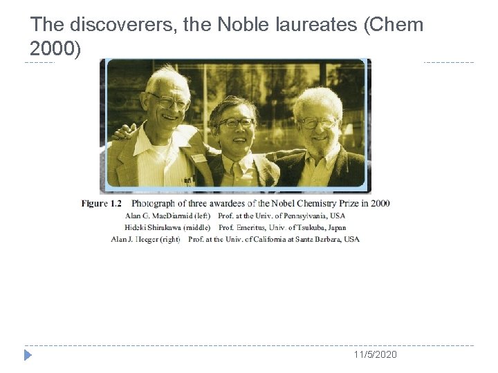 The discoverers, the Noble laureates (Chem 2000) 11/5/2020 