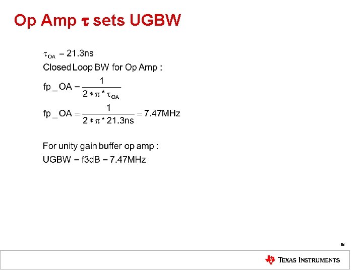 Op Amp t sets UGBW 18 