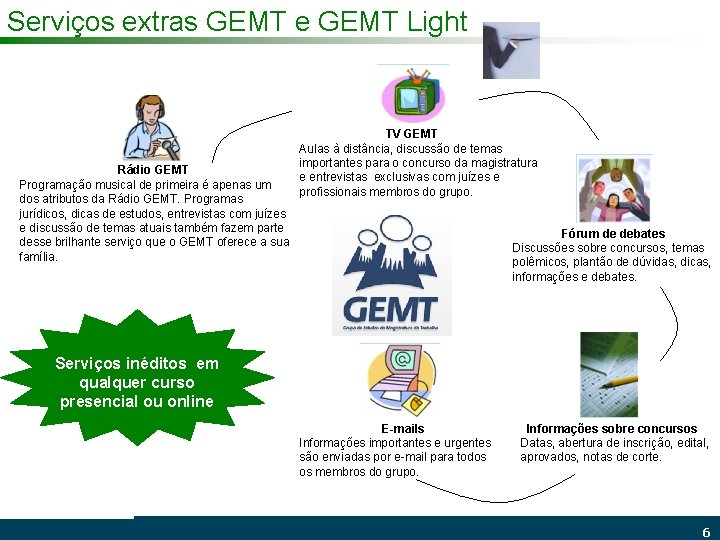 Serviços extras GEMT e GEMT Light Rádio GEMT Programação musical de primeira é apenas