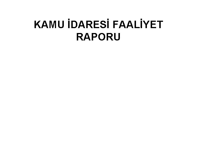 KAMU İDARESİ FAALİYET RAPORU 