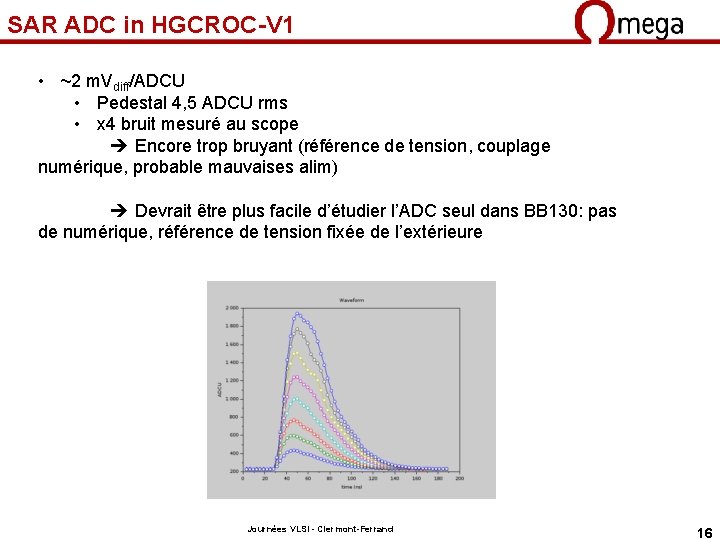 SAR ADC in HGCROC-V 1 • ~2 m. Vdiff/ADCU • Pedestal 4, 5 ADCU