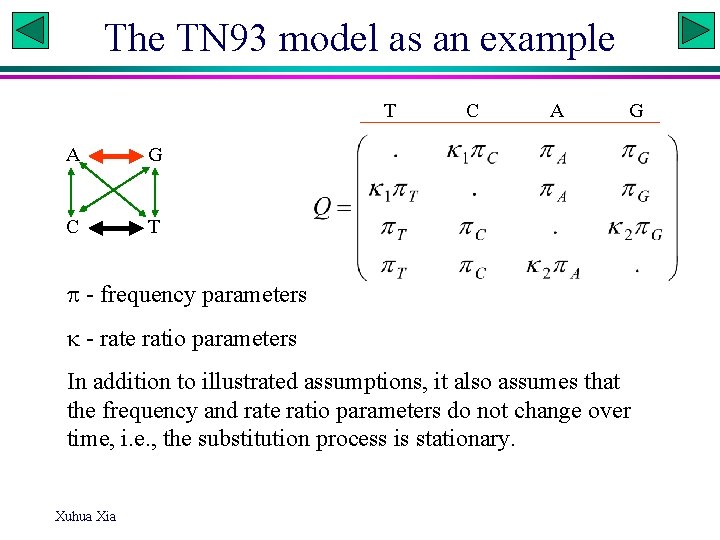 The TN 93 model as an example T A G C T C A