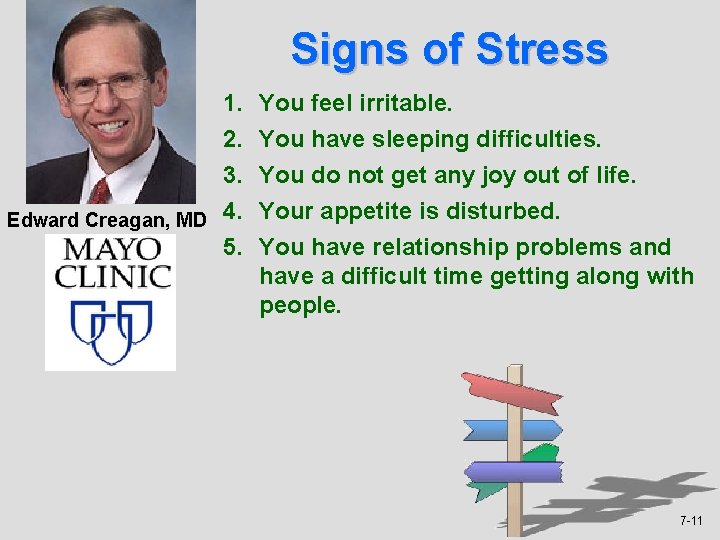 Signs of Stress 1. 2. 3. Edward Creagan, MD 4. 5. You feel irritable.
