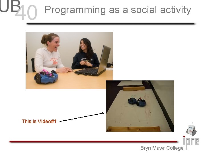 Programming as a social activity This is Video#1 Bryn Mawr College 