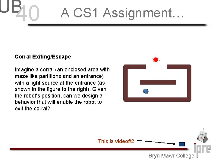 A CS 1 Assignment… Corral Exiting/Escape Imagine a corral (an enclosed area with maze