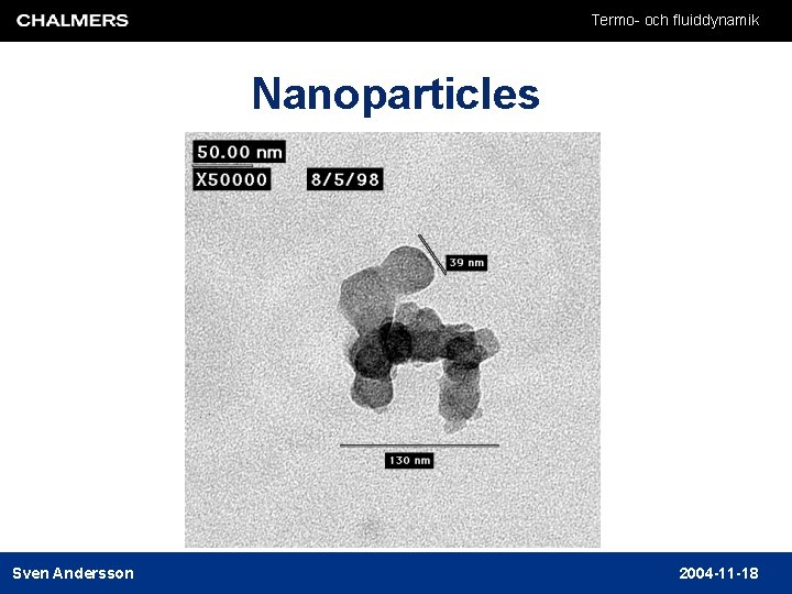 Termo- och fluiddynamik Nanoparticles Sven Andersson 2004 -11 -18 