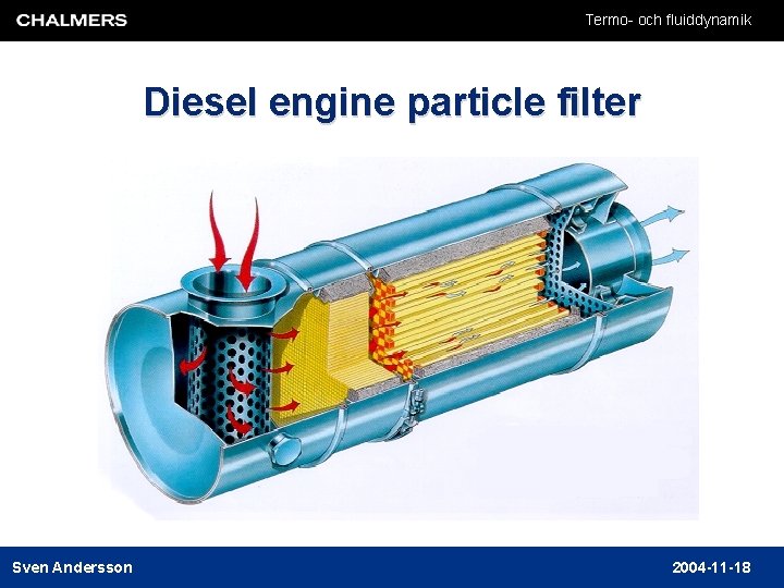 Termo- och fluiddynamik Diesel engine particle filter Sven Andersson 2004 -11 -18 