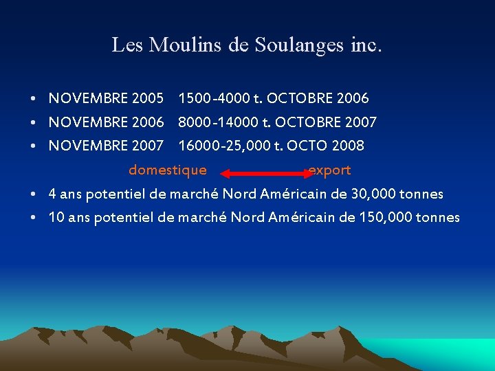 Les Moulins de Soulanges inc. • NOVEMBRE 2005 1500 -4000 t. OCTOBRE 2006 •