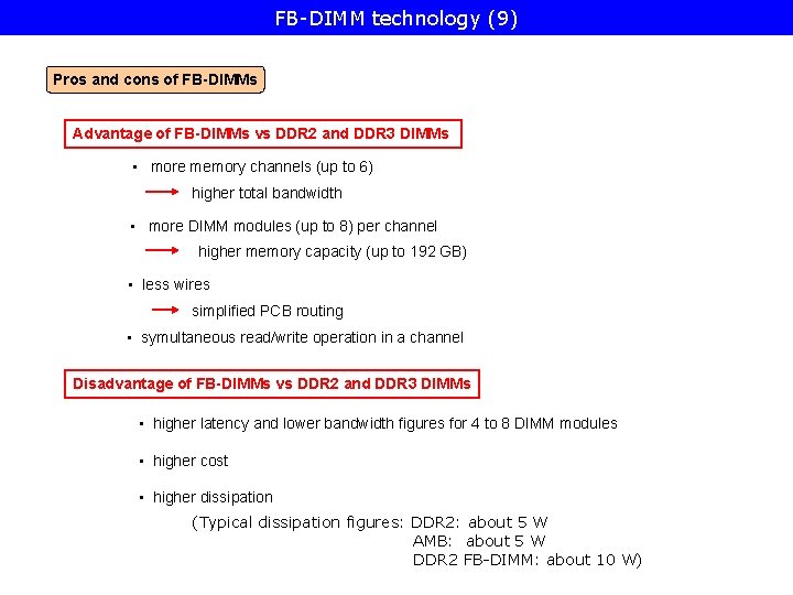 FB-DIMM technology (9) Pros and cons of FB-DIMMs Advantage of FB-DIMMs vs DDR 2