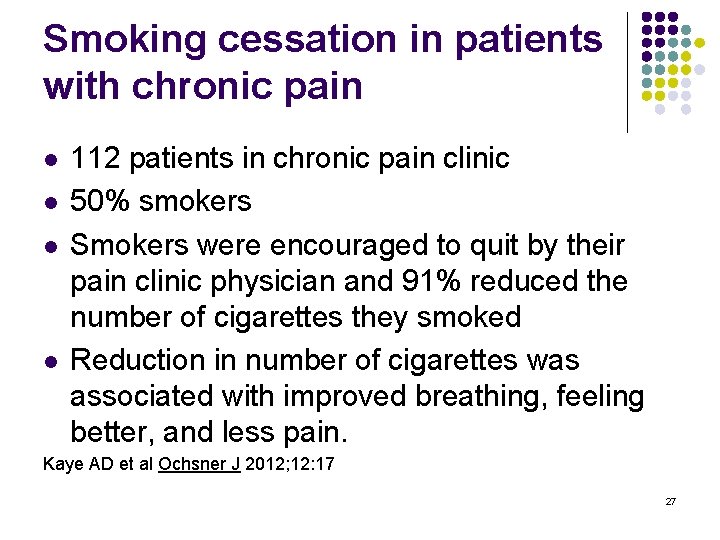 Smoking cessation in patients with chronic pain l l 112 patients in chronic pain