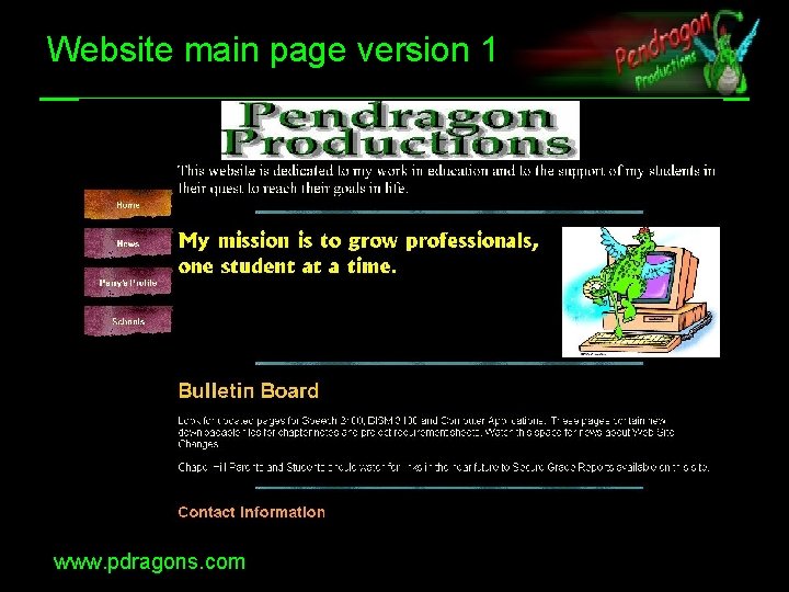 Website main page version 1 www. pdragons. com 
