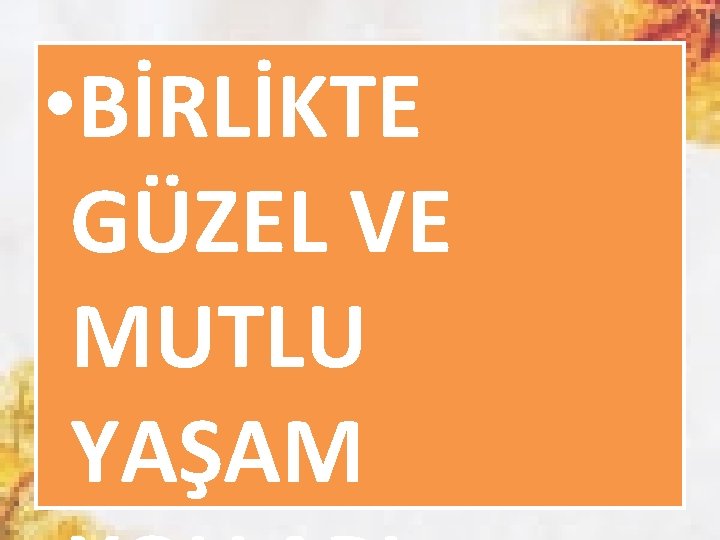  • BİRLİKTE GÜZEL VE MUTLU YAŞAM 