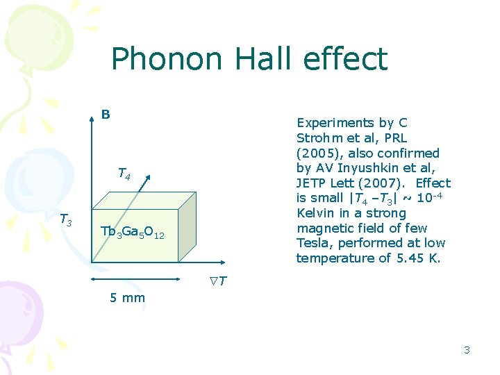 Phonon Hall effect B Experiments by C Strohm et al, PRL (2005), also confirmed