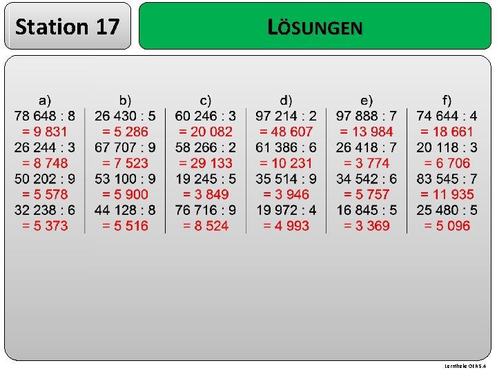 Station 17 LÖSUNGEN Lerntheke OER 5. 4 