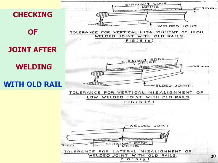 CHECKING OF JOINT AFTER WELDING WITH OLD RAIL 20 