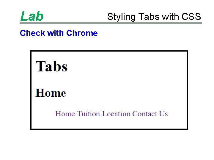 Lab Check with Chrome Styling Tabs with CSS 